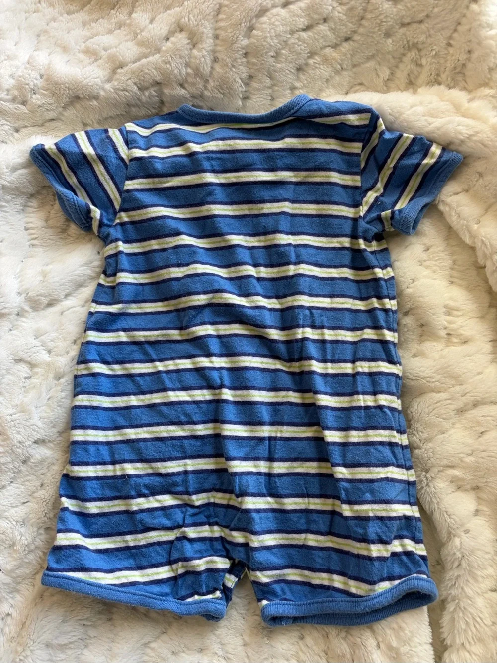 Child of Mine by Carter’s Boys Striped “Swim Captain” Romper — 3–6M ⚓🐟